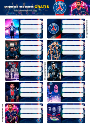 Etiquetas Escolares Psg Messi Para Imprimir G